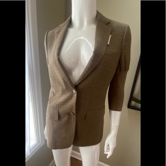 Burberry knitted sleeve houndstooth tailored wool jacket - Picture 6 of 14